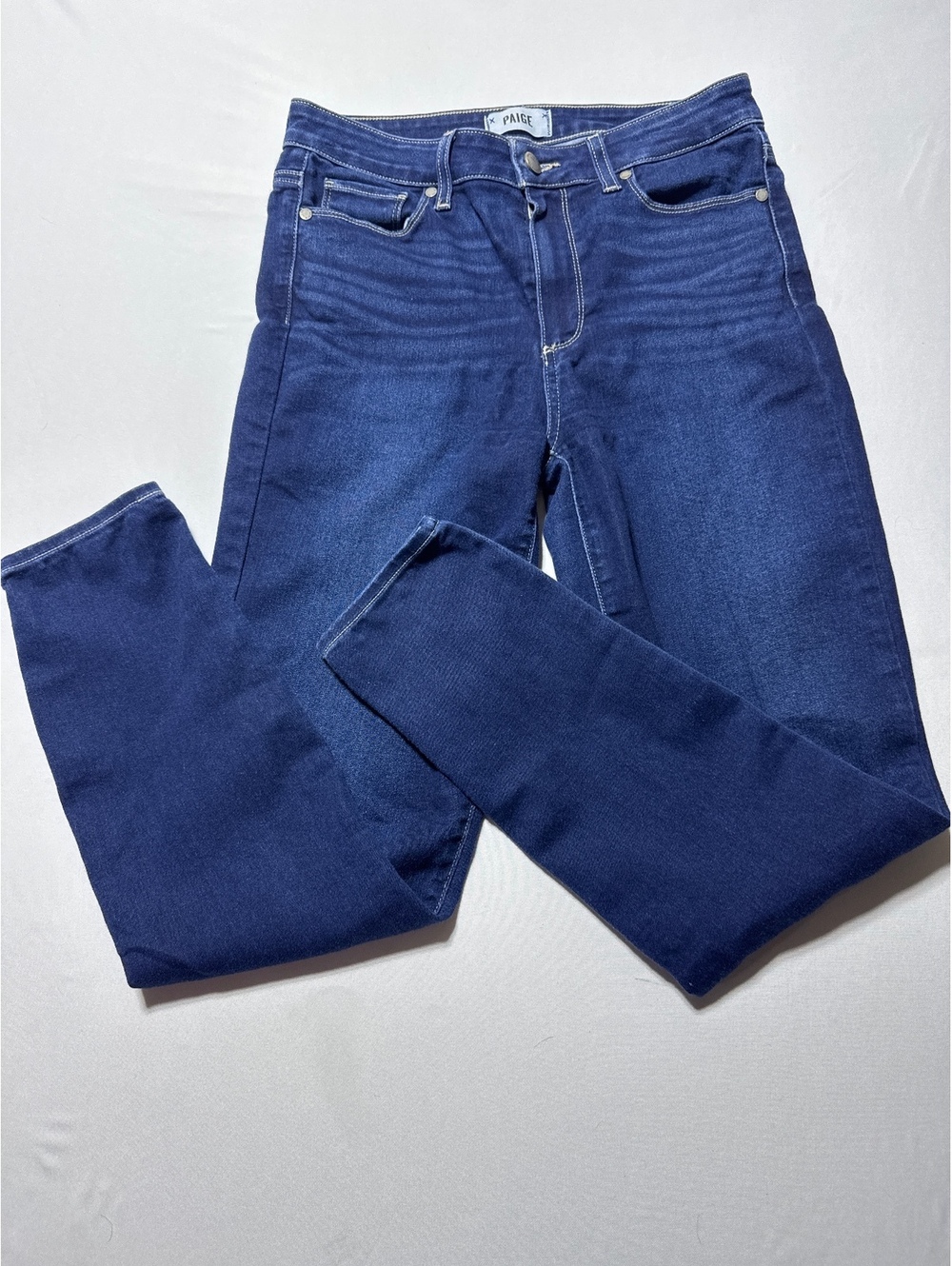 Paige High-Rise Skinny Jeans in Classic Dark Blue - Size 28